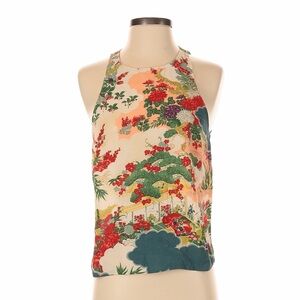 Zara Cream High neck-Style Camisole with Multicolor Floral Print